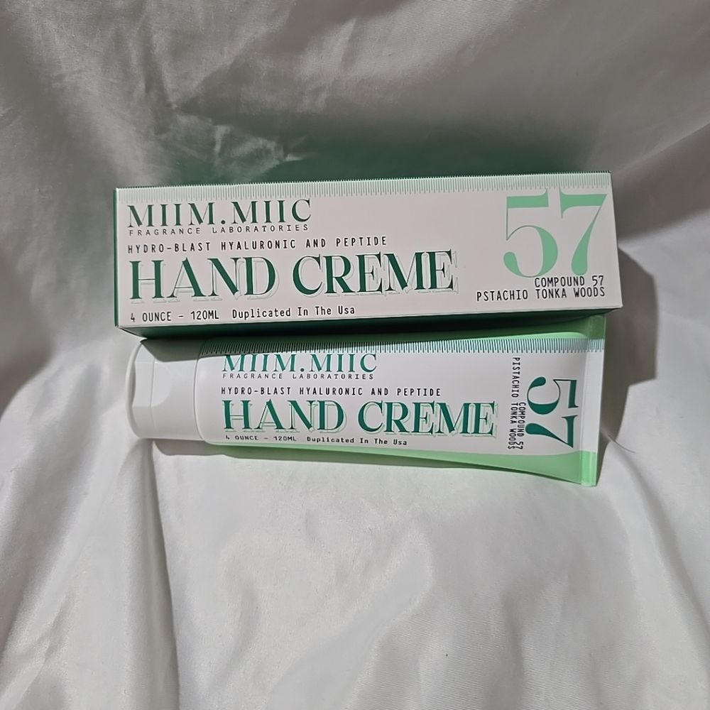 New & Sealed MIIM.MIIC Compound 57 Pistachio Tonka Woods Hand Cream